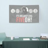 50e verjaardag 5 aangepaste foto's grijs koraal ba spandoek (Beurs)