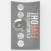 50e verjaardag 5 aangepaste foto's grijs koraal ba spandoek (Verticaal)