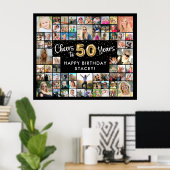 50e verjaardag 68 foto collage hoera voor 50 jaar poster (Thuiskantoor)