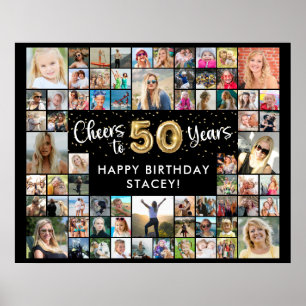 50e verjaardag 68 foto collage proost op 50 jaar poster