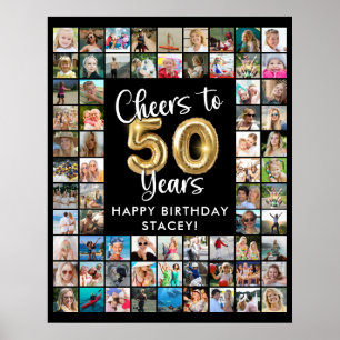 50e verjaardag 69 foto collage Proost op 50 jaar Poster