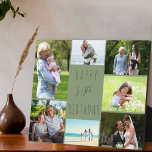 50e verjaardag 7 Foto Collage Sage Green Fotoplaat<br><div class="desc">Zeg Happy 50th Birthday met een gepersonaliseerde fotoplaque. Het fotomalplaatje is opstelling voor u om 7 van uw favoriete foto's toe te voegen die in een fotocollage rond de verjaardaggroet worden getoond. De formulering luidt "Happy 50th Birthday" in casual typografie. "50ste" is eigenlijk bewerkbaar als je dit voor een andere...</div>