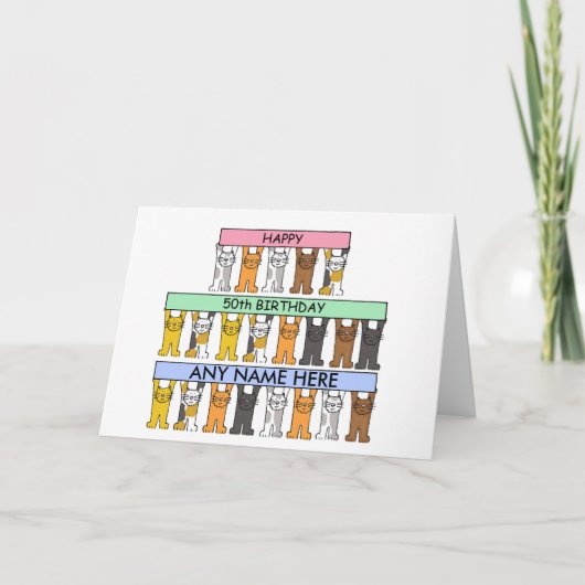 50e verjaardag aan te passen met elke naam. kaart (Voorkant)