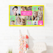 50e verjaardag aangepaste foto collage neon geel spandoek (Insitu)