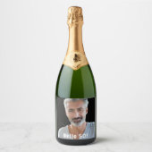 50e verjaardag aangepaste foto hallo 50 jongens ma sparkling wijnetiket (Voorkant)