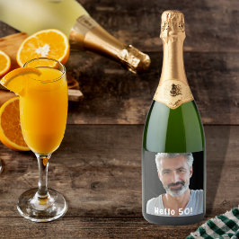 50e verjaardag aangepaste foto hallo 50 jongens ma sparkling wijnetiket