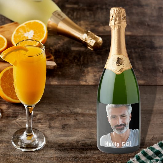 50e verjaardag aangepaste foto hallo 50 jongens ma sparkling wijnetiket