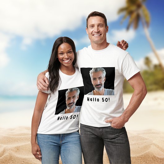 50e verjaardag aangepaste foto hallo 50 jongens ma t-shirt