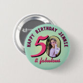 50e verjaardag aangepaste foto retro gepersonalise ronde button 5,7 cm (Voorkant /achterkant)