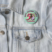 50e verjaardag aangepaste foto retro gepersonalise ronde button 5,7 cm (In situ)