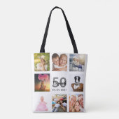50e verjaardag aangepaste fotocollage vrouw wit tote bag (Achterkant)