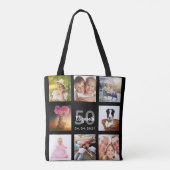 50e verjaardag aangepaste fotocollage zwarte vrouw tote bag (Achterkant)