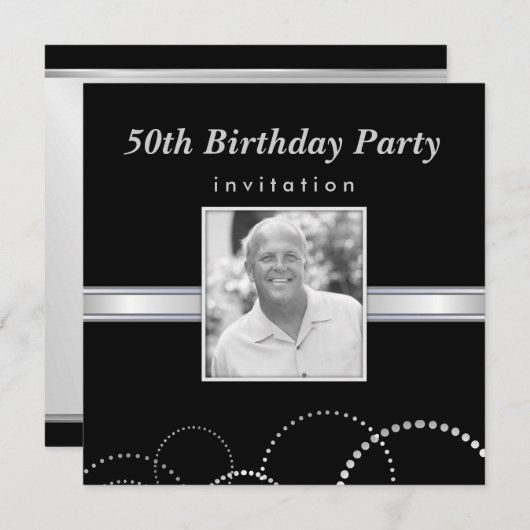 50e verjaardag - Aangepaste fotouitnodigingen Kaart (Voorkant / Achterkant)