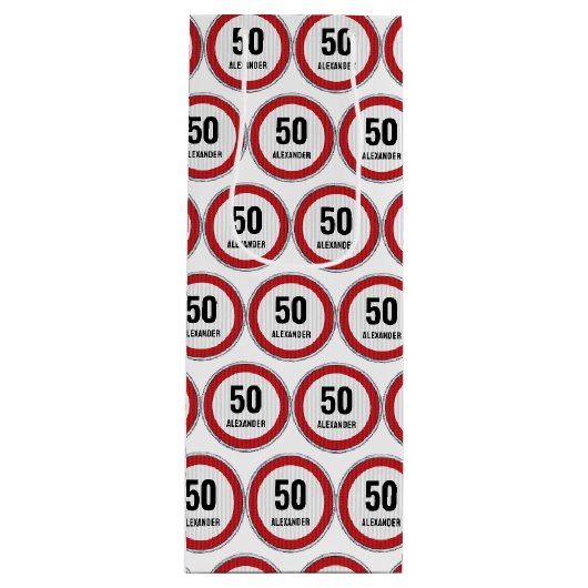 50e verjaardag Aangepaste LEFTIJD Snelheidslimiet Wijn Cadeautas (Voorkant)