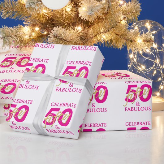 50e verjaardag Aangepaste naam 50 en fantastisch Cadeaupapier (Feestdagen)