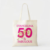 50e verjaardag Aangepaste naam 50 en fantastisch  Tote Bag (Voorkant)