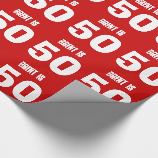 50e verjaardag Aangepaste naam Aangepaste kleur RE Cadeaupapier (Hoek)