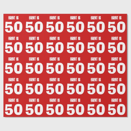 50e verjaardag Aangepaste naam Aangepaste kleur RE Cadeaupapier (Vlak)