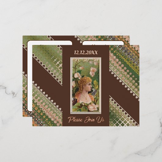 50e verjaardag Aangepaste uitnodiging Bloemen Beau (Voorkant / Achterkant)