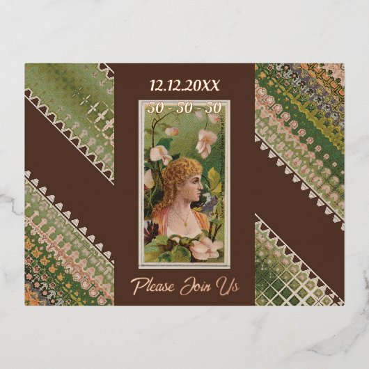 50e verjaardag Aangepaste uitnodiging Bloemen Beau (Voorkant)