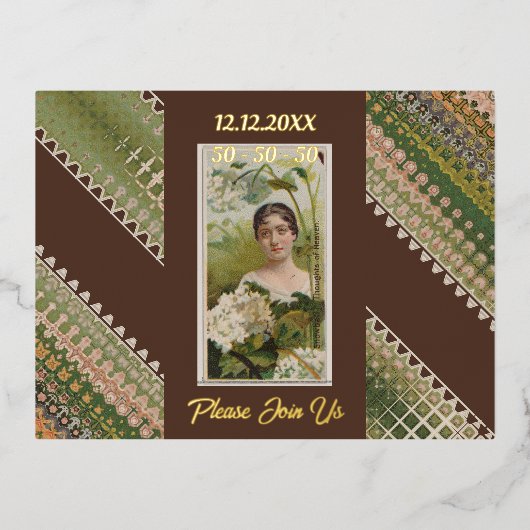 50e verjaardag Aangepaste Uitnodiging Bloemen Beau (Voorkant)