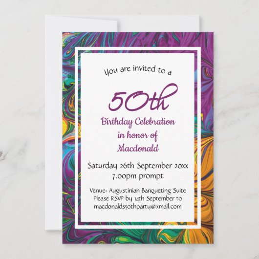 50e verjaardag Abstract Paars- Kaart (Voorkant)