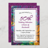 50e verjaardag Abstract Paars- Kaart (Voorkant / Achterkant)