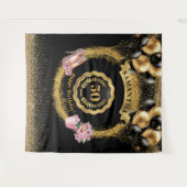 50e verjaardag achtergrond Black Balloons Gold Gli Wandkleed (Voorkant (horizontaal))