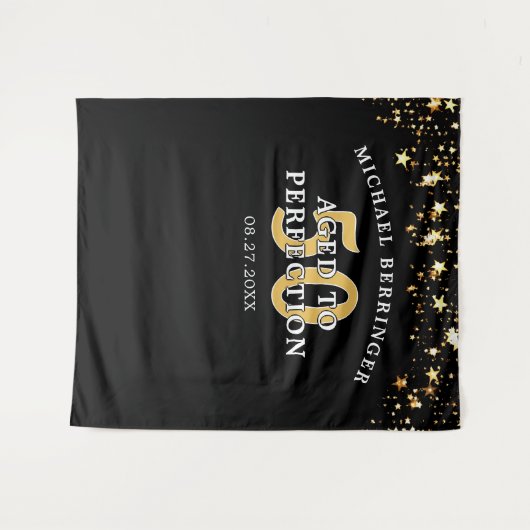 50e verjaardag achtergrond VEROUderd TOT IN DE PER Wandkleed (Voorkant (horizontaal))