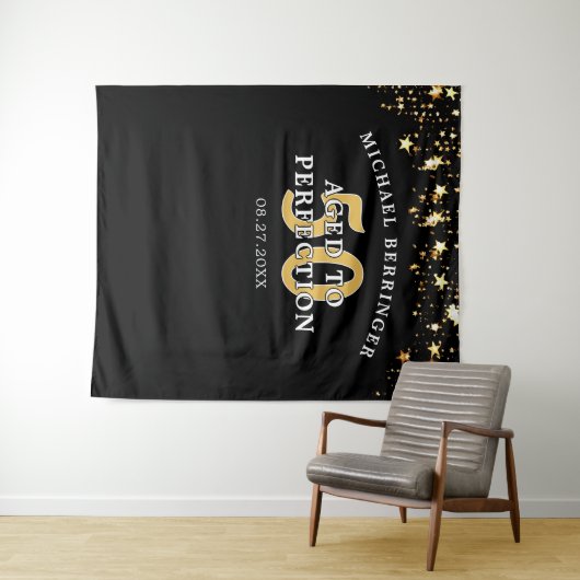 50e verjaardag achtergrond VEROUderd TOT IN DE PER Wandkleed (In Situ (horizontaal))