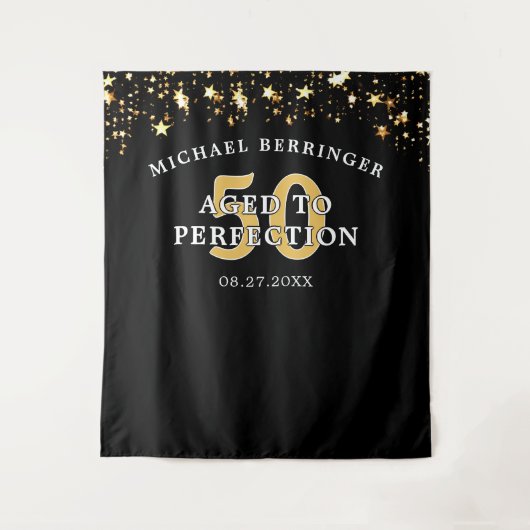 50e verjaardag achtergrond VEROUderd TOT IN DE PER Wandkleed (Voorkant)