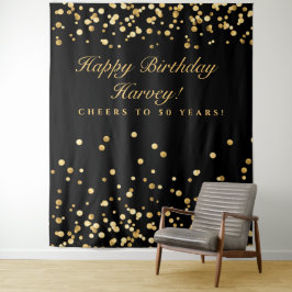 50e verjaardag achtergrond, zwart en goud photoboo wandkleed