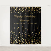 50e verjaardag achtergrond, zwarte en gouden fotog wandkleed (Voorkant)