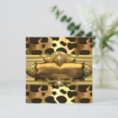 50e verjaardag Animal Print Gold Kaart (Staand voorkant)