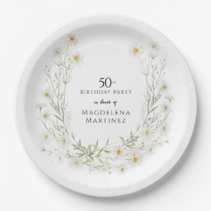 50e verjaardag april verjaardagsmaand madeliefje o papieren bordje