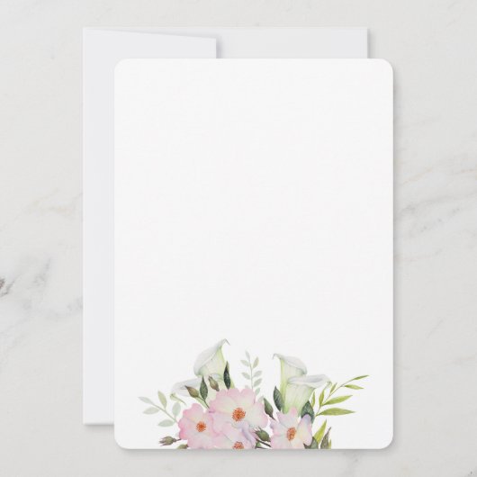 50e verjaardag Aquarel Witte Calla lelie Rozen Kaart (Achterkant)