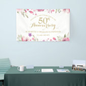 50e verjaardag Aquarelrozen Welkom Spandoek (Beurs)