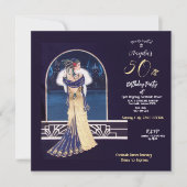 50e verjaardag Art Deco Design Kaart (Voorkant)