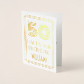 50e verjaardag - Art Deco geïnspireerde look "50"  Folie Kaarten (Voorkant)