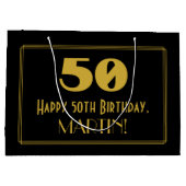 50e verjaardag — Art Deco Geïnspireerde look "50"  Groot Cadeauzakje (Achterkant)