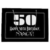 50e verjaardag ~ Art Deco Geïnspireerde look "50" Groot Cadeauzakje (Achterkant)