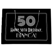 50e verjaardag - Art Deco geïnspireerde look "50"  Groot Cadeauzakje (Voorkant)