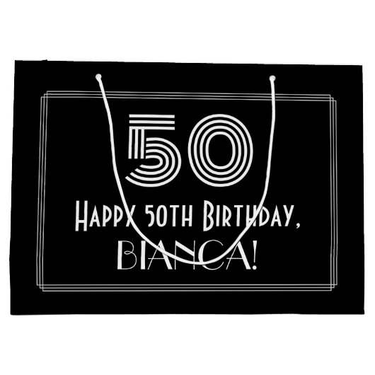 50e verjaardag - Art Deco geïnspireerde look "50"  Groot Cadeauzakje (Achterkant)