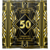 50e verjaardag Art Deco Gold Black Grote Gatsby Douchegordijn (Voorkant)