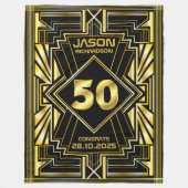 50e verjaardag Art Deco Gold Black Grote Gatsby Fleece Deken (Voorkant)