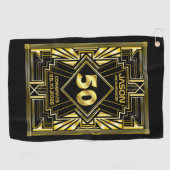 50e verjaardag Art Deco Gold Black Grote Gatsby Golfhanddoek (Horizontaal)