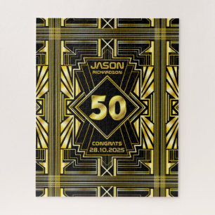 50e verjaardag Art Deco Gold Black Grote Gatsby Legpuzzel
