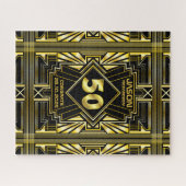 50e verjaardag Art Deco Gold Black Grote Gatsby Legpuzzel (Horizontaal)