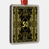 50e verjaardag Art Deco Gold Black Grote Gatsby Metalen Ornament (Rechts)