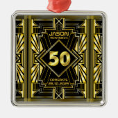 50e verjaardag Art Deco Gold Black Grote Gatsby Metalen Ornament (Voorkant)